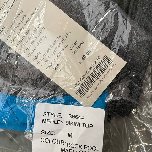 Sweaty Betty Medley Dive In Athletic Bikini Yoga Top 34 A to C cup - Picture 7 of 11